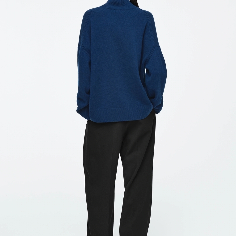 Elegant Navy Turtleneck Sweater for Women - Picture 2 of 6